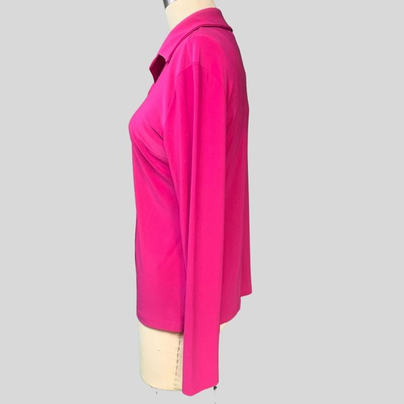 NWT FRANK LYMAN Button Front Long Sleeve Blouse, Size 4, Magenta - Picture 2 of 5